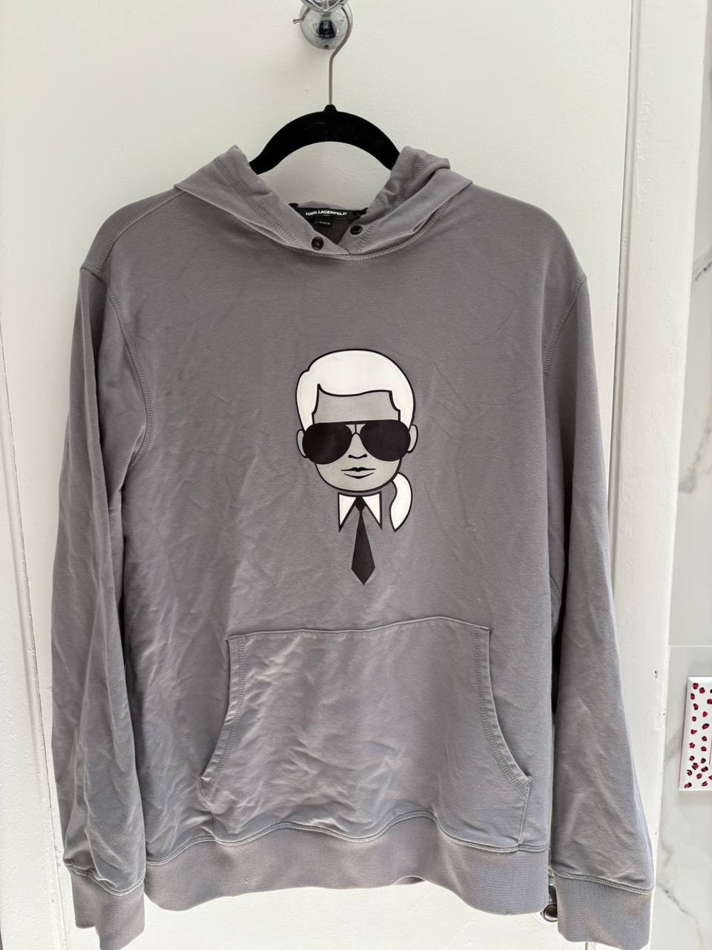 Karl Lagerfeld Gray Graphic Hoodie with Iconic Logo